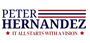 Campaign logo for Peter Hernandez saying it all starts with a vision